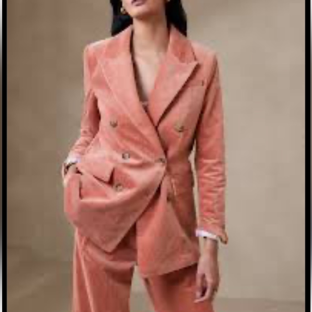 Banana Republic Rivoli corduroy double breasted blazer size large salmon